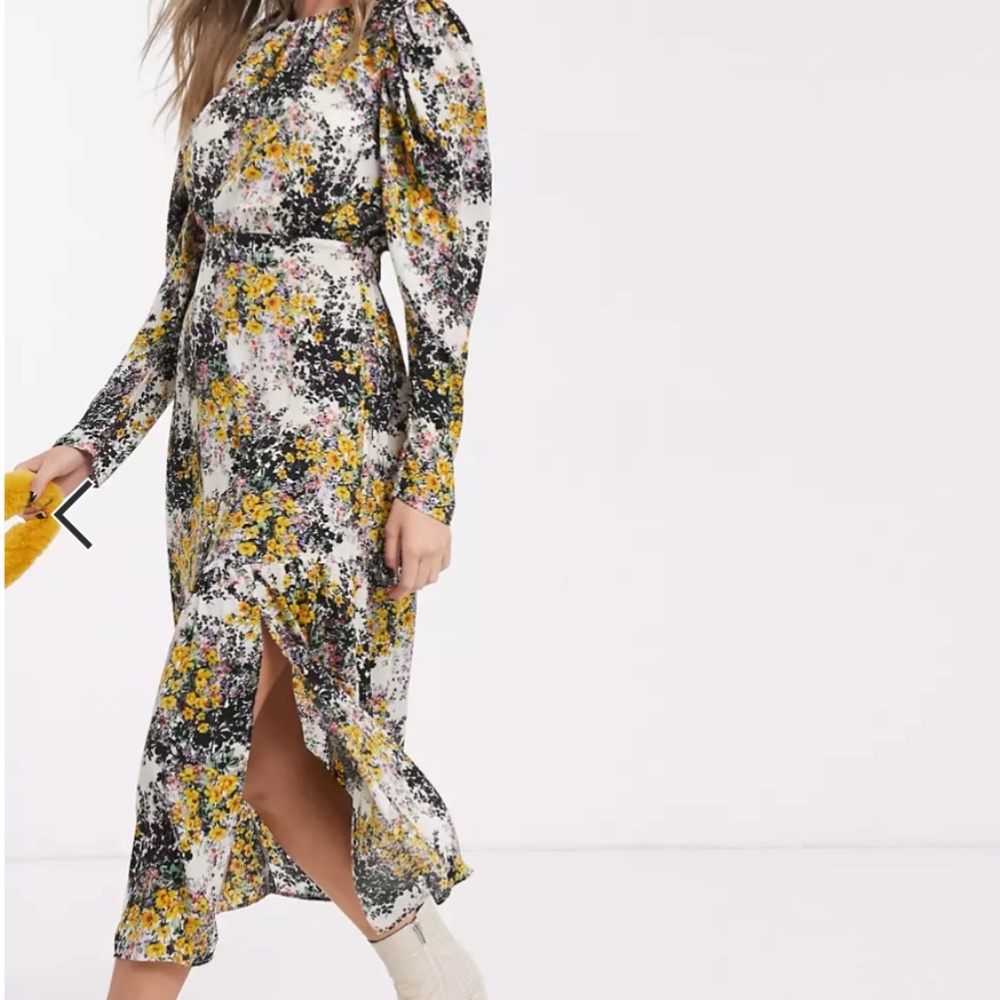 NWT Topshop Floral Long Sleeve Midi Dress 12 - Picture 2 of 11